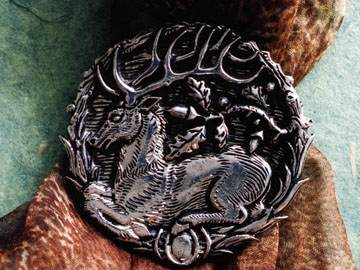 Renaissance Stag Pewter Brooch Nagle Forge & Foundry
