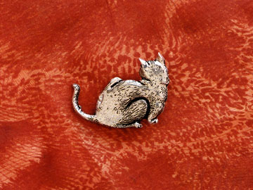 Renaissance Cat Pewter Brooch Nagle Forge & Foundry