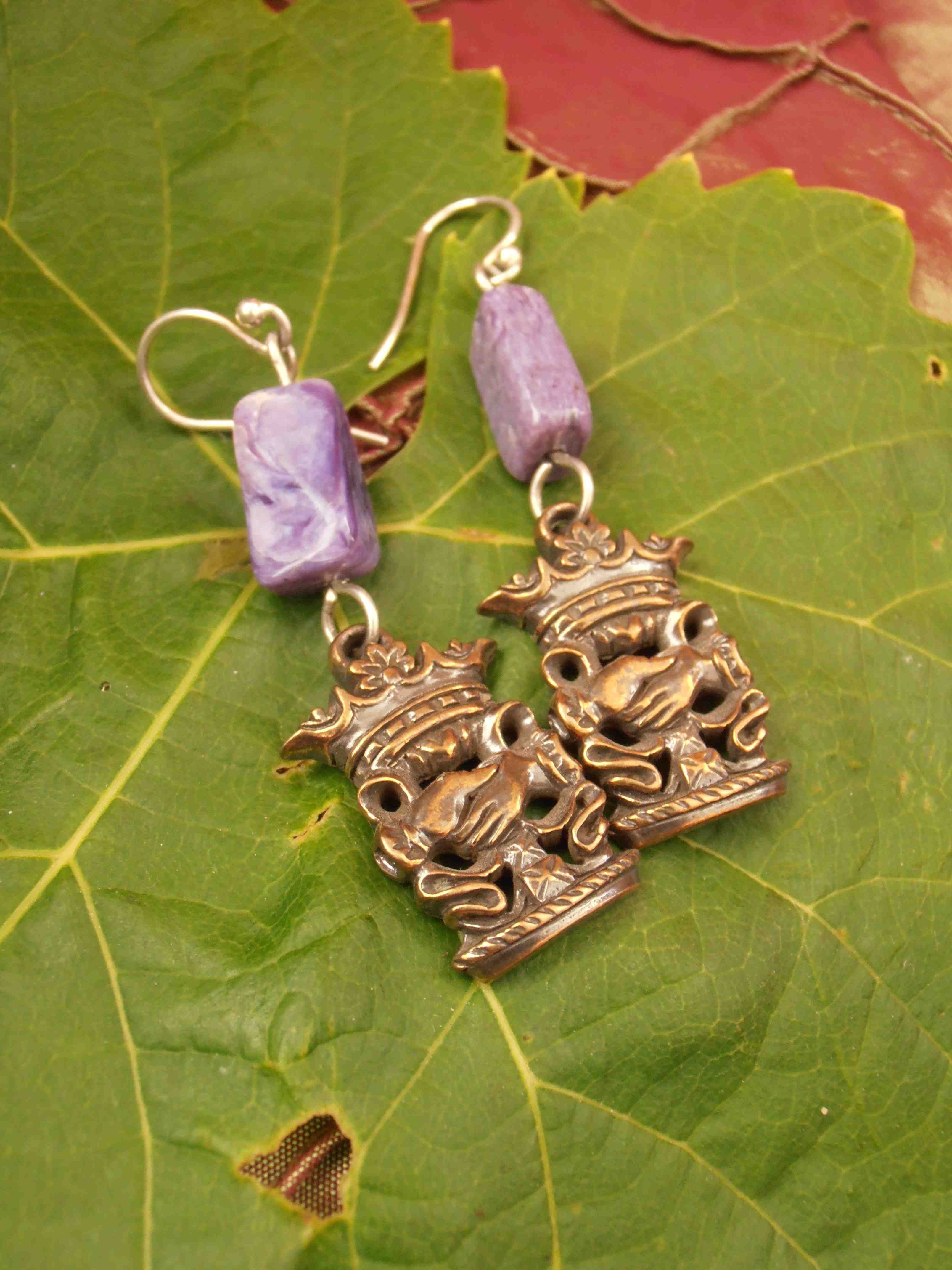 Friendship and Love Earrings with Charoite